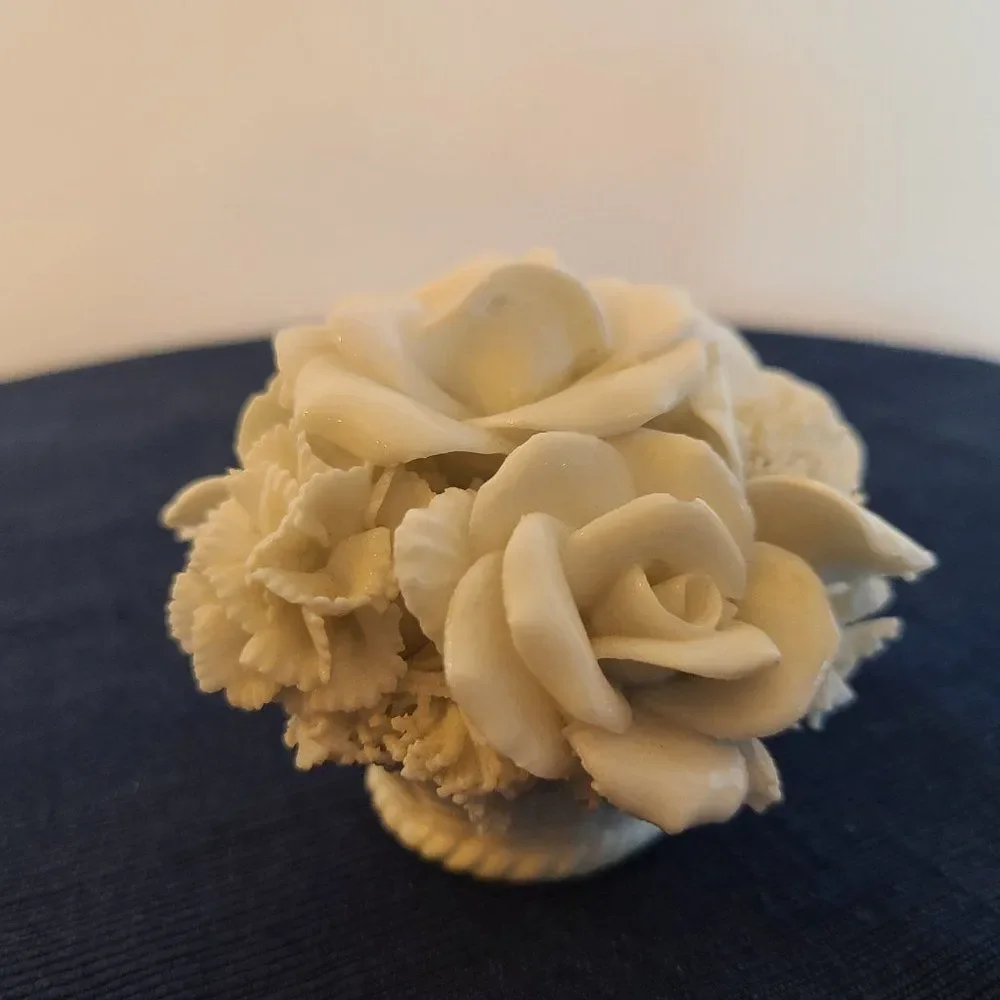 Vintage Japanese Ardalt Verithin Floral Arrangement Porcelain Flower Basket